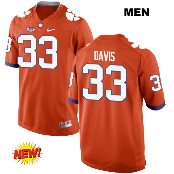Men's Clemson Tigers #33 J.D. Davis Stitched Orange New Style Authentic Nike NCAA College Football Jersey HRF3746PK